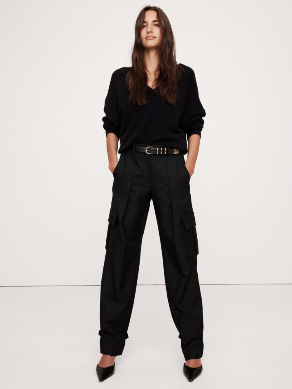 Banana Republic Black Lido Italian Wool Cargo Trousers sz. 6